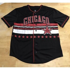 NBA Basketball Chicago‎ Bulls Jersey Mens Medium Black Red #66 Button Front